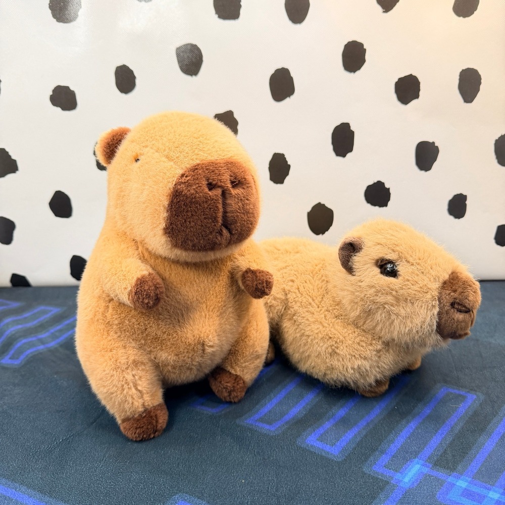 Capybara Plush Stuffed Animal Lot (2) Seated Standing Japanese Kawaii